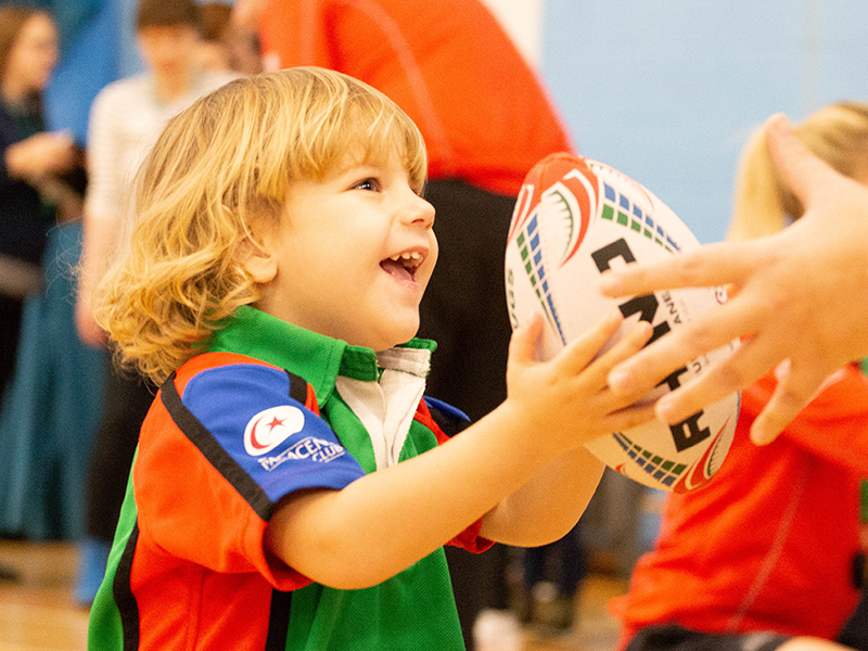 Ruggerbugs is a FUN and positive introduction to sport whilst enhancing their physical and social development.