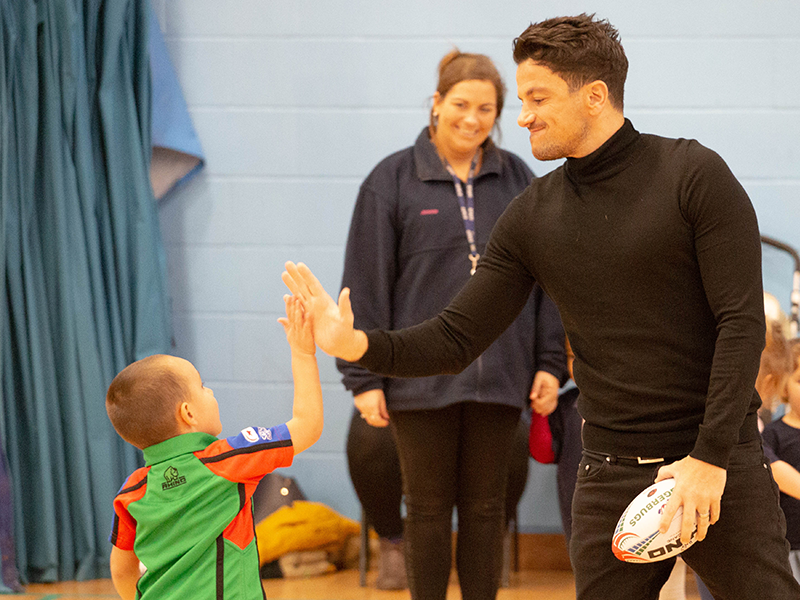 Peter Andre visiting Ruggerbugs